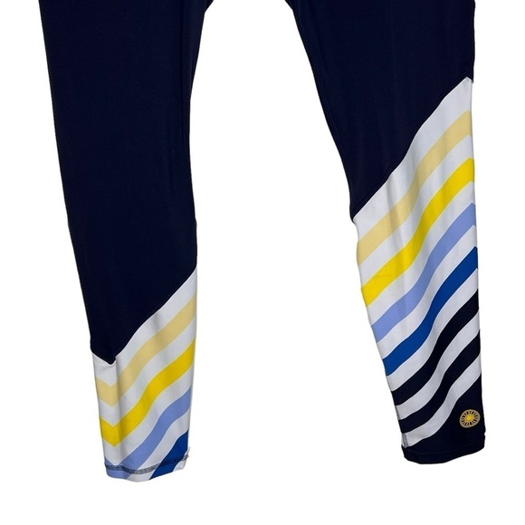 Tory Burch Sport x Soulcycle Navy Blue Stripe Leggings Size Med Limited Edition - Picture 6 of 13